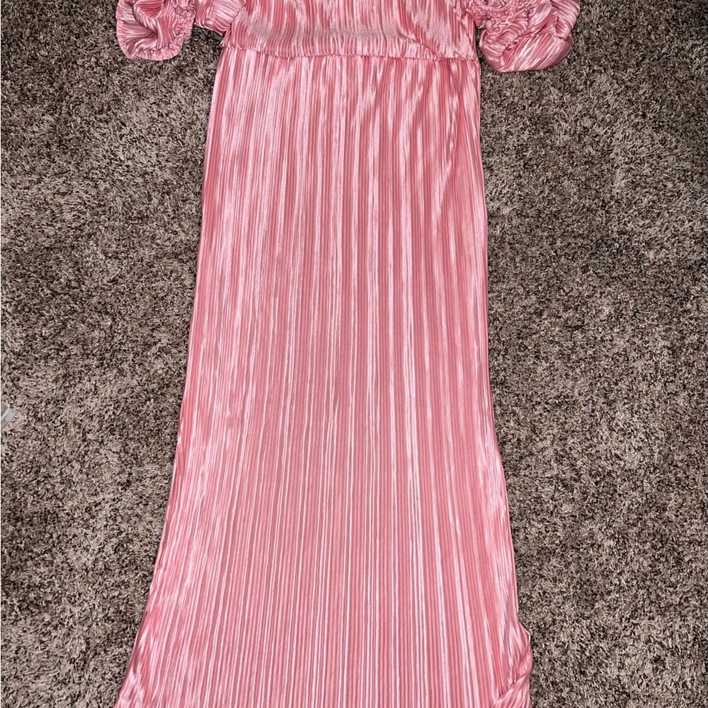 Pink Pleated Maternity Dress